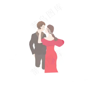 手绘唯美新郎新娘可商用元素