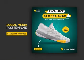 动态运动鞋社交媒体横幅banner和模板模板设计