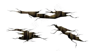 地面裂缝，地震裂洞，废墟表面破碎纹理