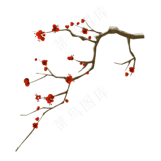 一枝红梅手绘设计图