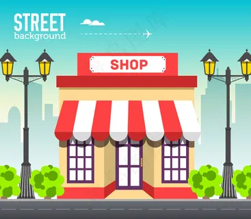 城市空间中的咖啡店建筑，以道路为的平面概念