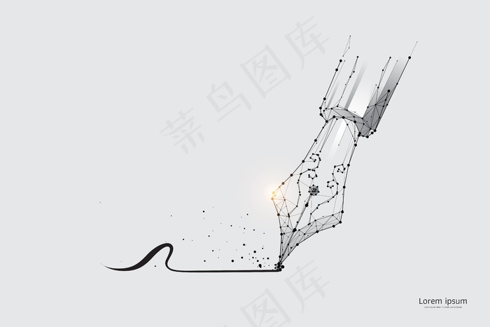 笔的粒子、几何艺术、线和点。