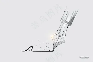 笔的粒子、几何艺术、线和点。