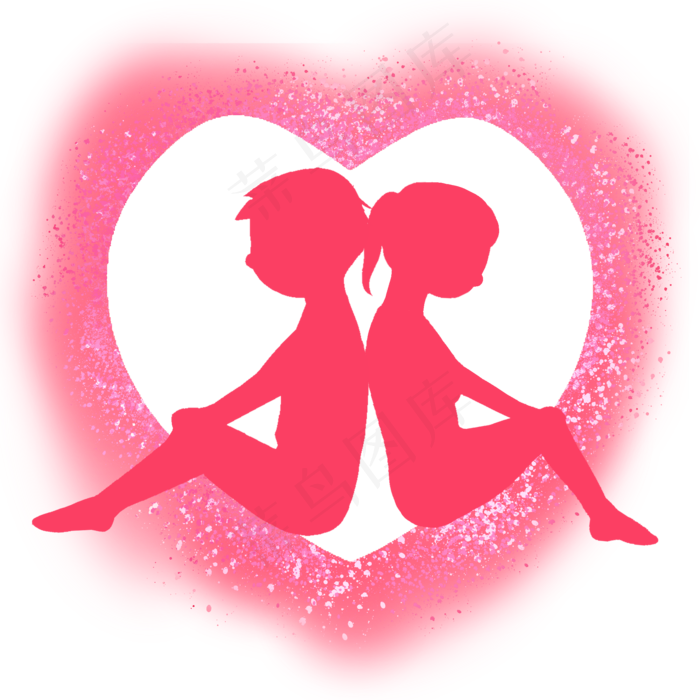 七夕情侣男孩女孩粉色免抠