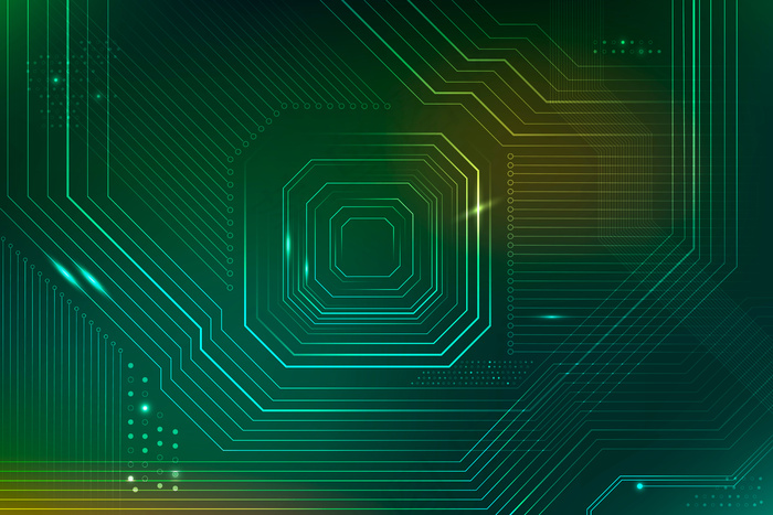 绿色未来微芯片背景矢量数据数字转换