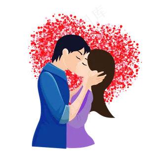 手绘卡通情侣人物