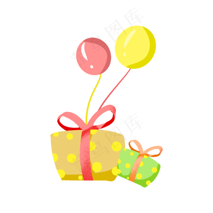 浪漫小气球加礼盒手绘插画