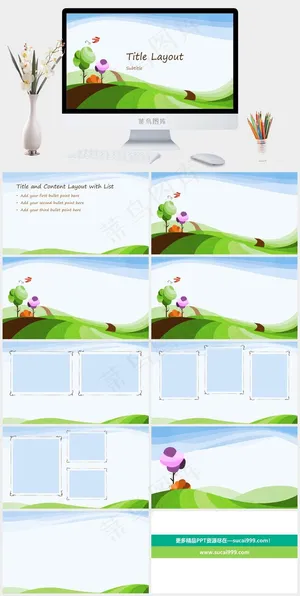 白色卡通风PPT模板预览图