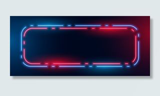 蓝色和红色霓虹灯框背景