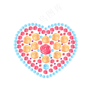 七夕情人节玫瑰花爱心矢量元素