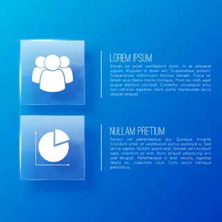 蓝色业务，带有图标和文本位置，可用于演示文稿和网站