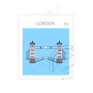 世界旅游伦敦桥纪念邮票矢量图