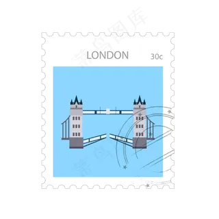 世界旅游伦敦桥纪念邮票矢量图