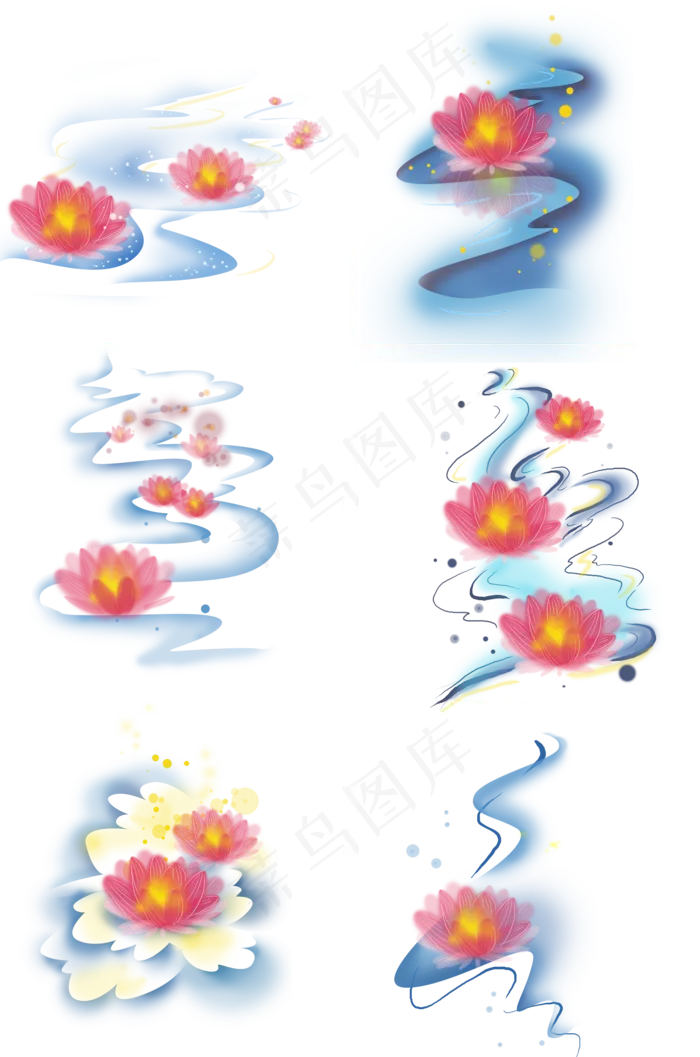 中元节莲花灯和水纹(2000X3020(DPI:300))psd模版下载
