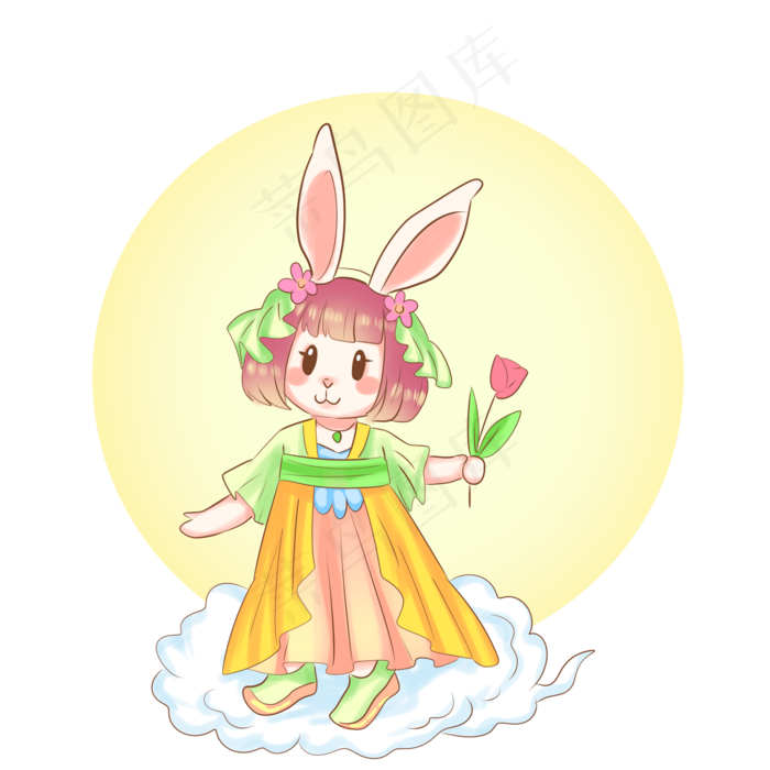 中秋节玉兔人像