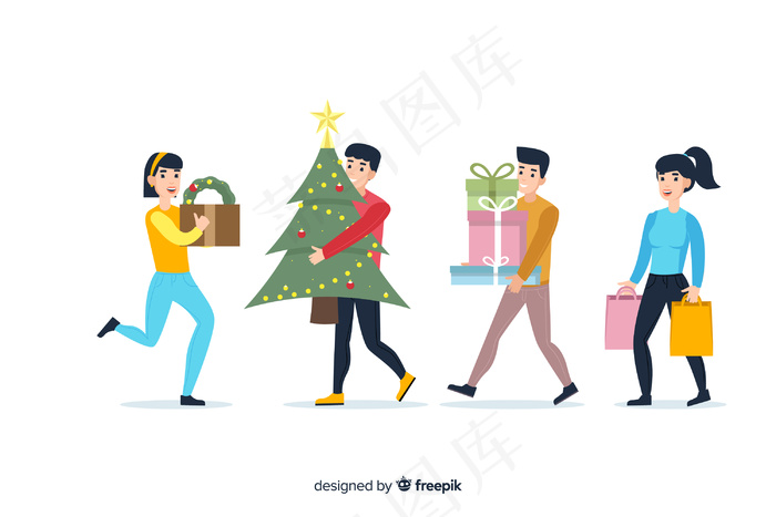 卡通穿冬装买礼物