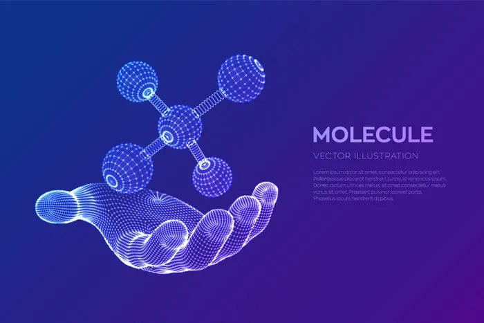 分子在手。dna，原子，神经元。分子和化学式。eps,ai矢量模版下载