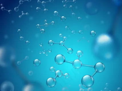透明质酸分子。水合化学品,分子结构和蓝色球形分子图解 透明质酸分子。水合化学品,分子结构和蓝色球形分子图解