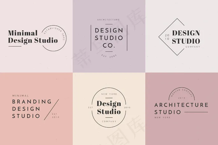 最小的标志设置与柔和的颜色eps,ai矢量模版下载