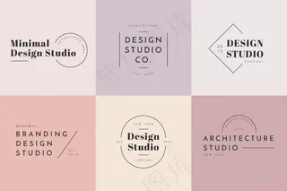 最小的标志设置与柔和的颜色