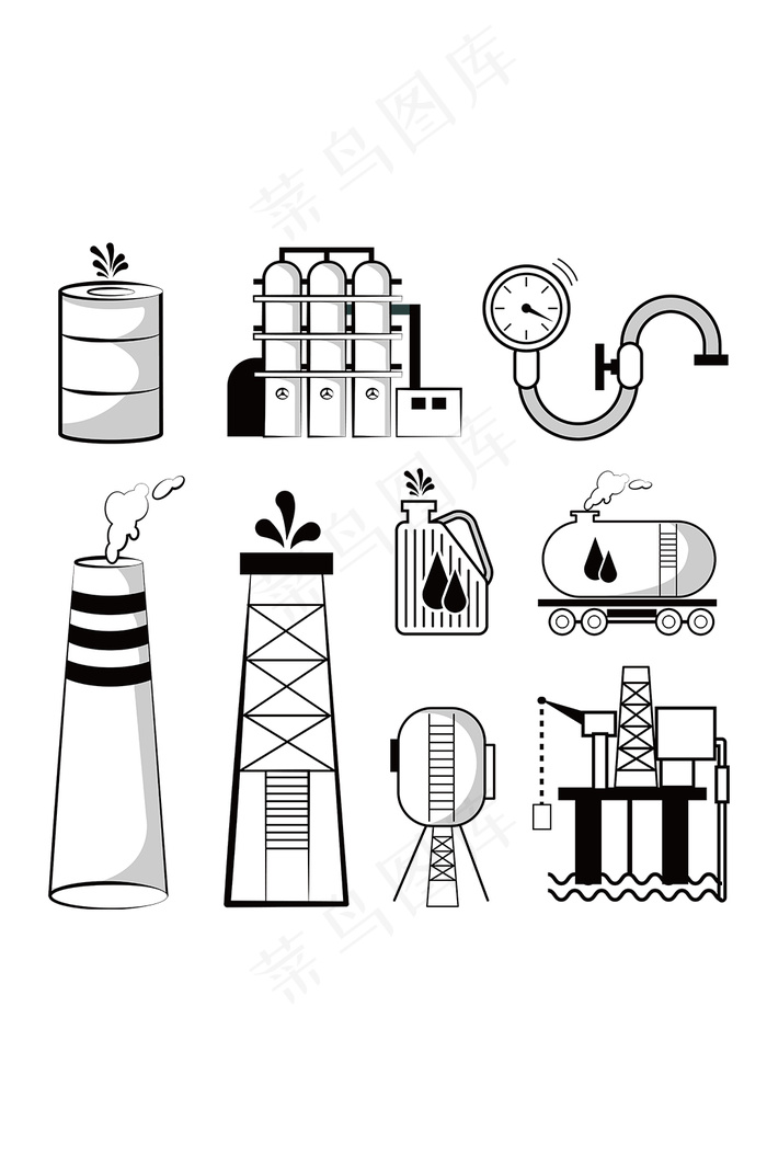 矢量石油开采系列图标
