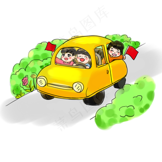 国庆节卡通手绘Q版五星红旗庆祝