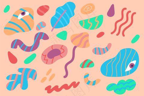 手绘抽象有机形状背景 手绘抽象有机形状背景