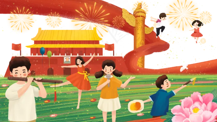 国庆节爱国*华表烟花