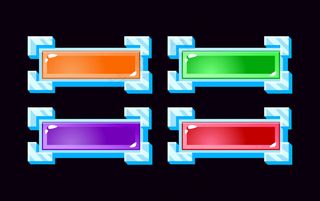 一套用于游戏ui资产元素的带有银色边框的gui果冻按钮