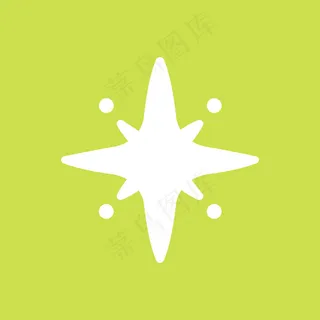 绿色背景上简单风格的星星矢量闪亮图标