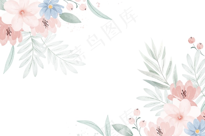 手绘水彩花卉背景eps,ai矢量模版下载