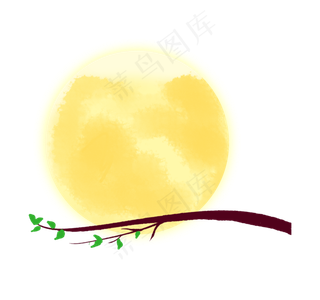 手绘卡通黄色月亮
