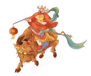 中国风国潮风牛年财神