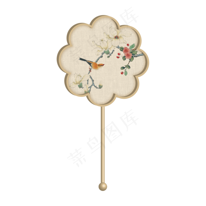 古风花形丝绸扇子(2000X2000(DPI:150))psd模版下载