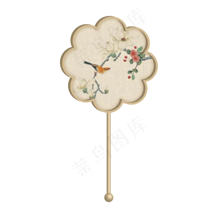 古风花形丝绸扇子(2000X2000(DPI:150))psd模版下载