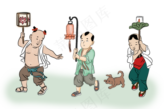中元节之小孩提花灯(900X600(DPI:300))psd模版下载