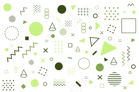 各种几何形状的绿色背景