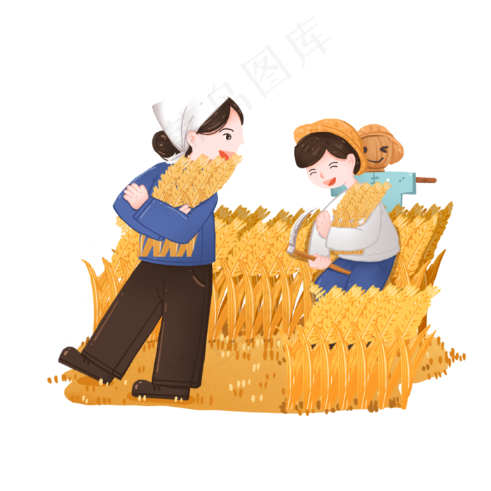 秋季稻田喜悦丰收的农民(2000X2000(DPI:300))psd模版下载