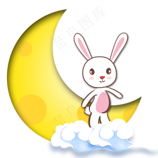 中秋佳节赏月可爱兔子素材