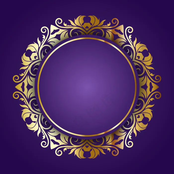 紫色背景上的金色装饰框eps,ai矢量模版下载