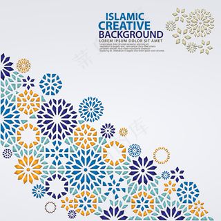 优雅的伊斯兰创意背景模板与装饰性彩色马赛克