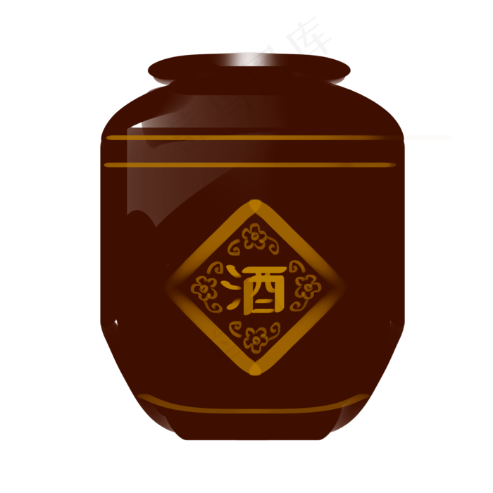 水墨红色酒坛(2000X2000(DPI:300))psd模版下载