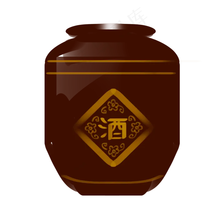 水墨红色酒坛(2000X2000(DPI:300))psd模版下载