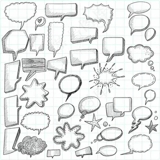 手绘涂鸦空白语音聊天气泡草图