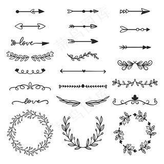 手绘装饰框和箭头系列