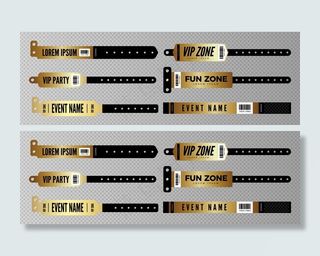 活动手镯。派对、音乐会、迪斯科酒吧的金钥匙。透明背景的入口手镯
