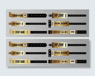 活动手镯。派对、音乐会、迪斯科酒吧的金钥匙。透明背景的入口手镯