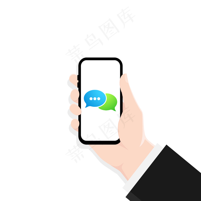 手持手机在屏幕图标上