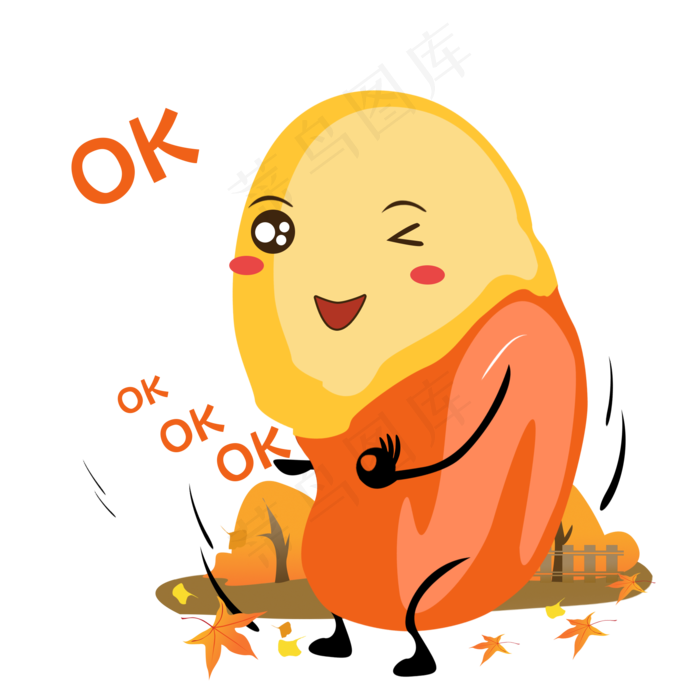 秋天手绘蚕豆OK表情包(2000X2000(DPI:96))psd模版下载