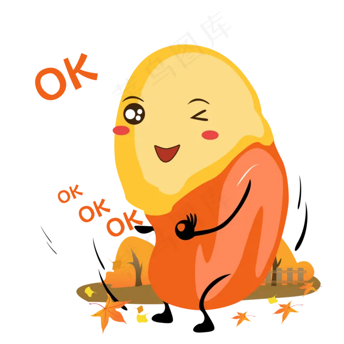 秋天手绘蚕豆OK表情包(2000X2000(DPI:96))psd模版下载